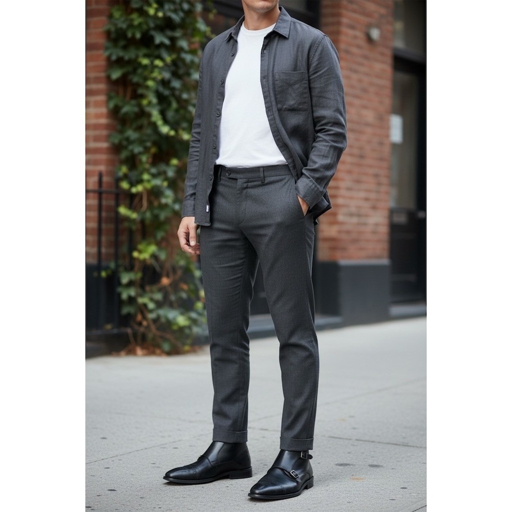 La Milano Men's Dress Boots Black Double Monk Strap Brogue Cap‎ Toe Size 10
